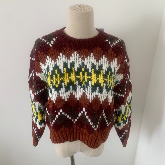 crewneck sweater IN fair isle wool - Picture 1 of 9